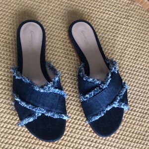 Gianvito Rossi Denim Frayed Slide Sandals size 9